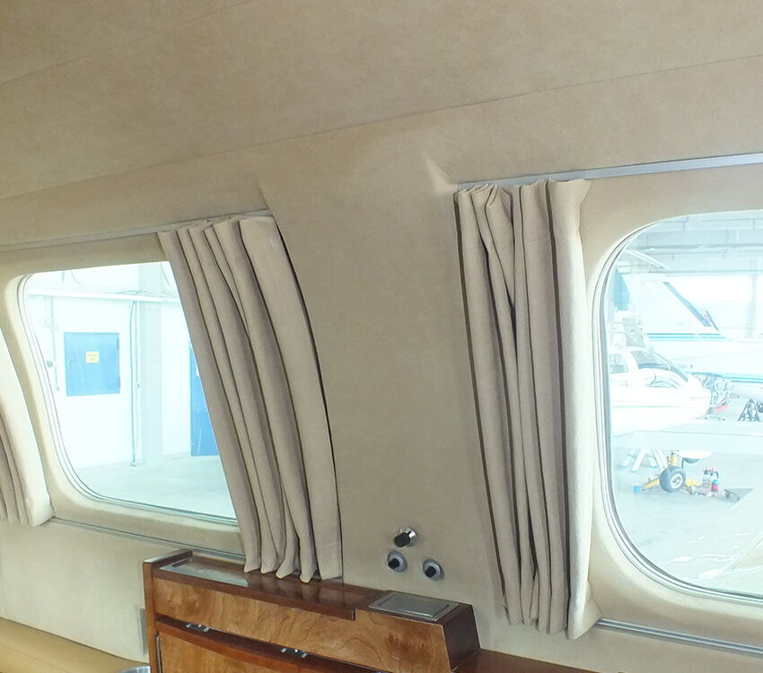 Autosattlerei Freier Flugzeuginnenausstattung Detail Fenstervorhang Autosattlerei Freier Flugzeuginnenausstattung Detail Fenstervorhang